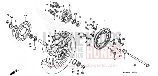 ROUE ARRIERE (XL600VM/VN/VP/VR) XL600VN de 1992